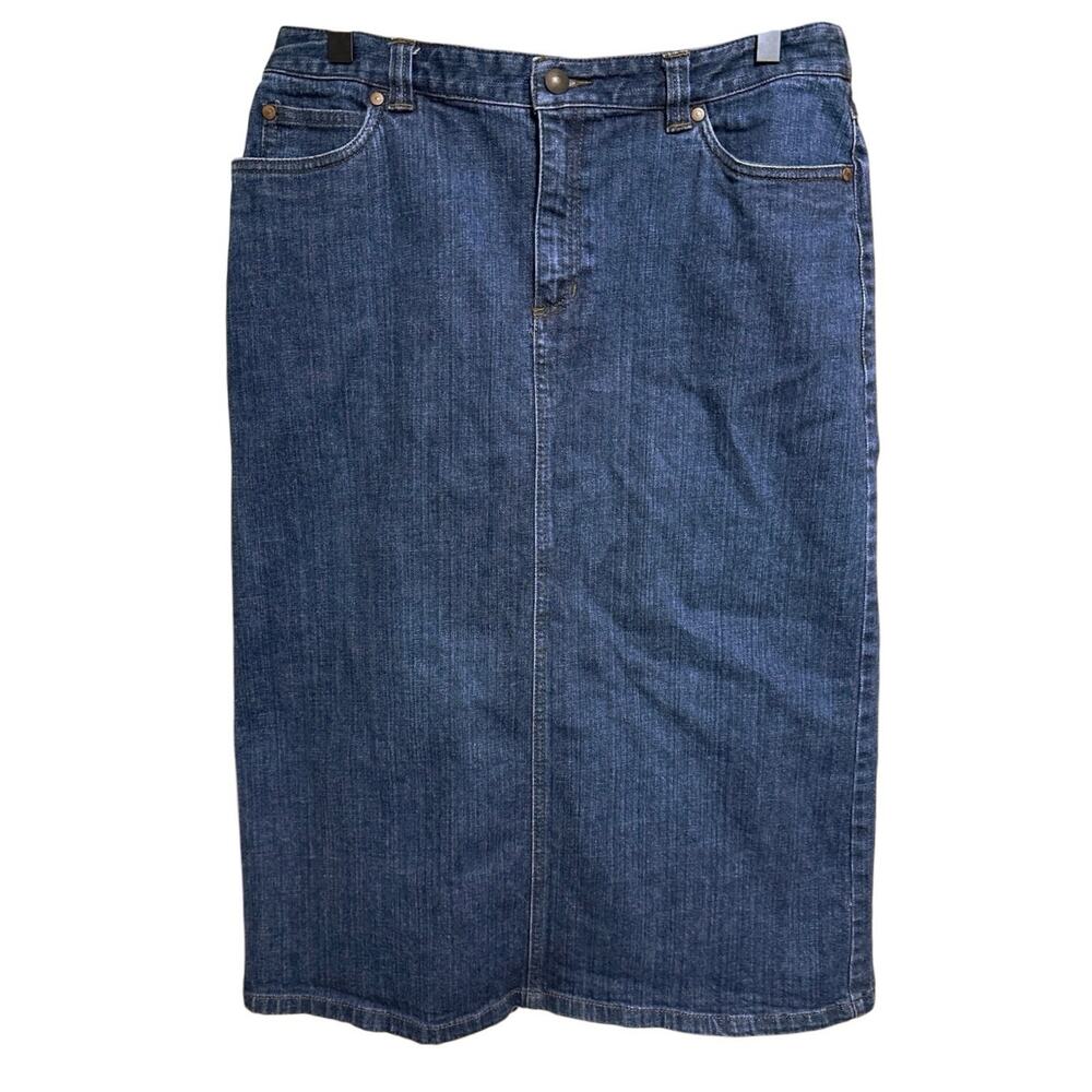 Kate Hill Women’s Denim Jean Pencil Skirt Size 10 Blue Knee Length Classic